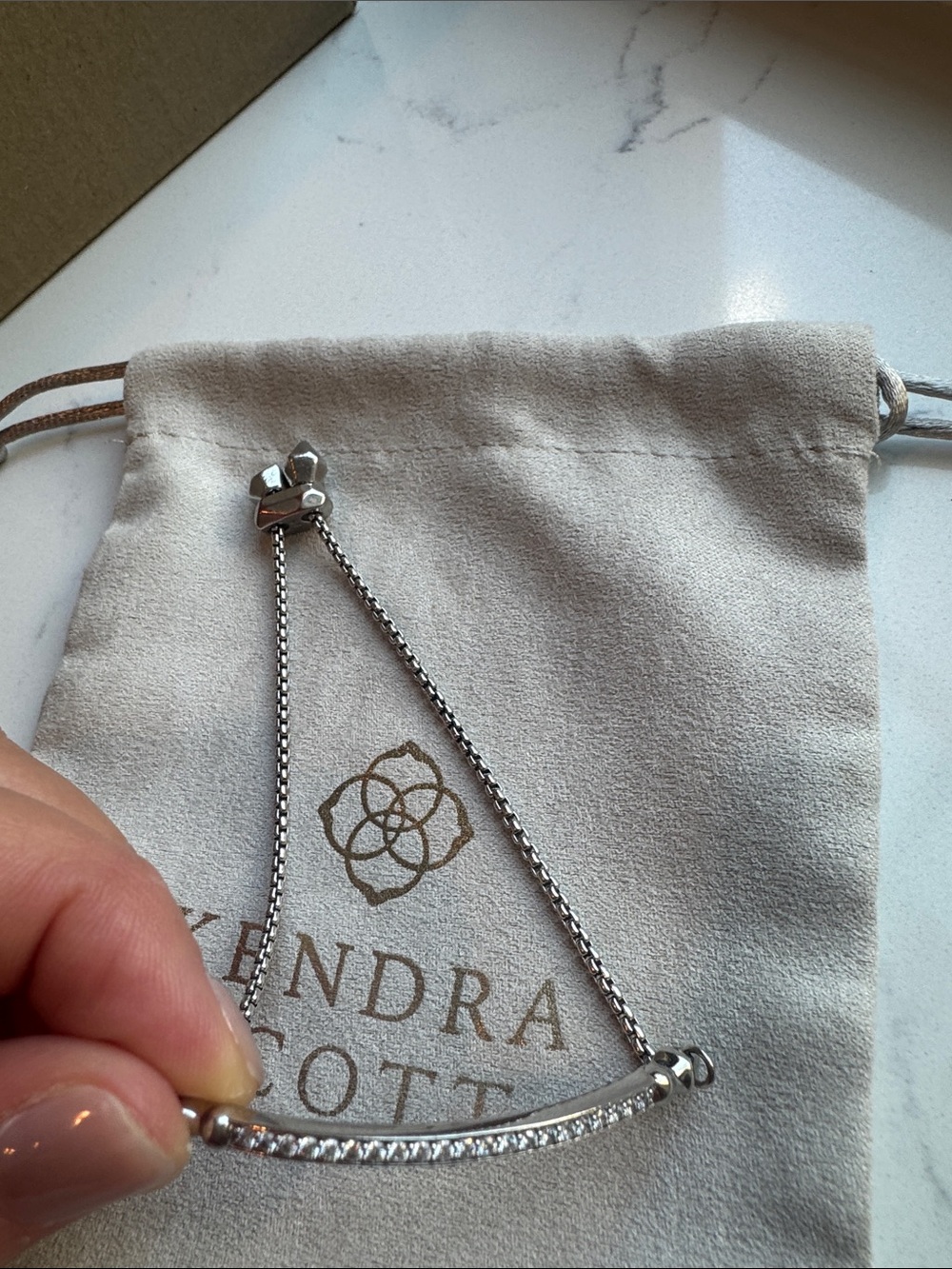 Kendra Scott Silver Pavé Arc Slider Bracelet